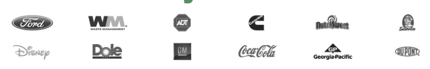 Ford, Waste Management, ADT, Cummins, NutraSweet, Sunbeam, Disney, Dole, GM, Coca-Cola, Georgia-Pacific, DuPont